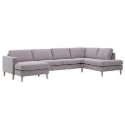 Nordic U sofa med open-end og chaiselong - stof/læder